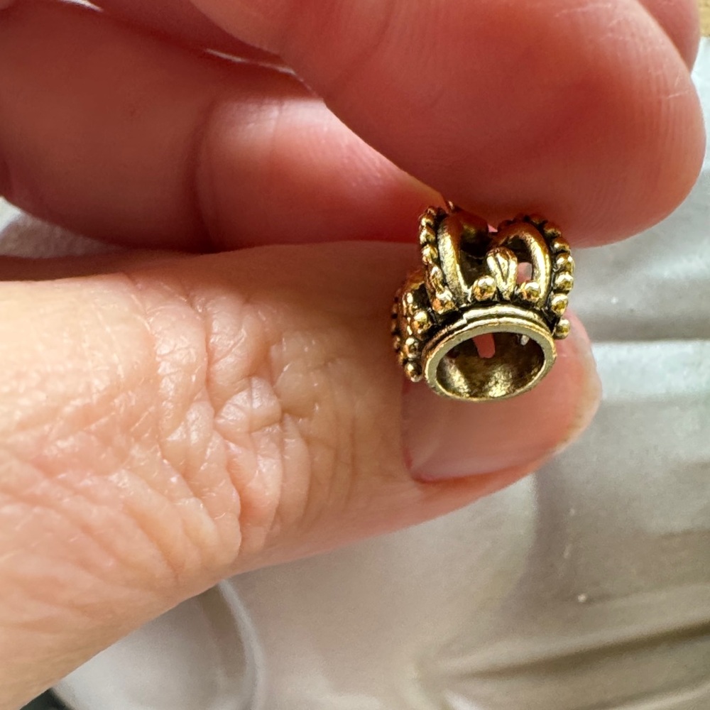 Mardi Gras colored beads & Gold Crown Drop Earrings handcrafted  2/$22 - Picture 3 of 6